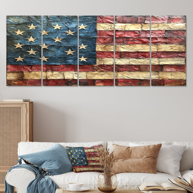 5e déclaration du drapeau américain I - déclaration de l'indépendance - art mural traditionnel, H 28 po x l 60 po