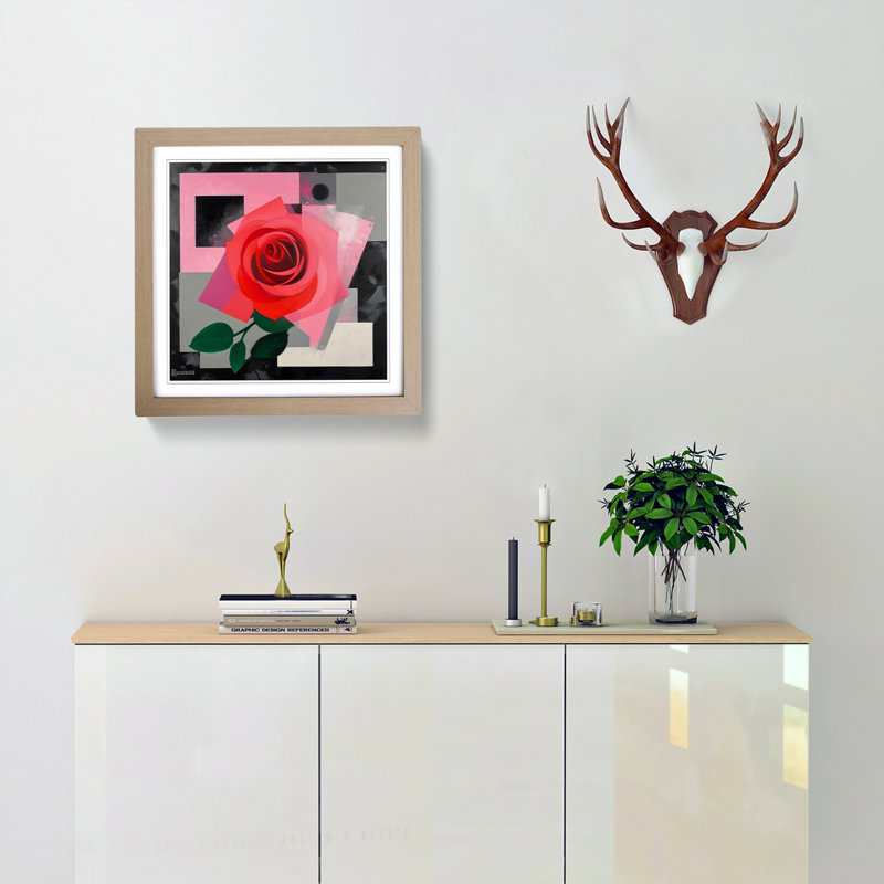 Rose Suprematism No.5 - Framed Print, Oak