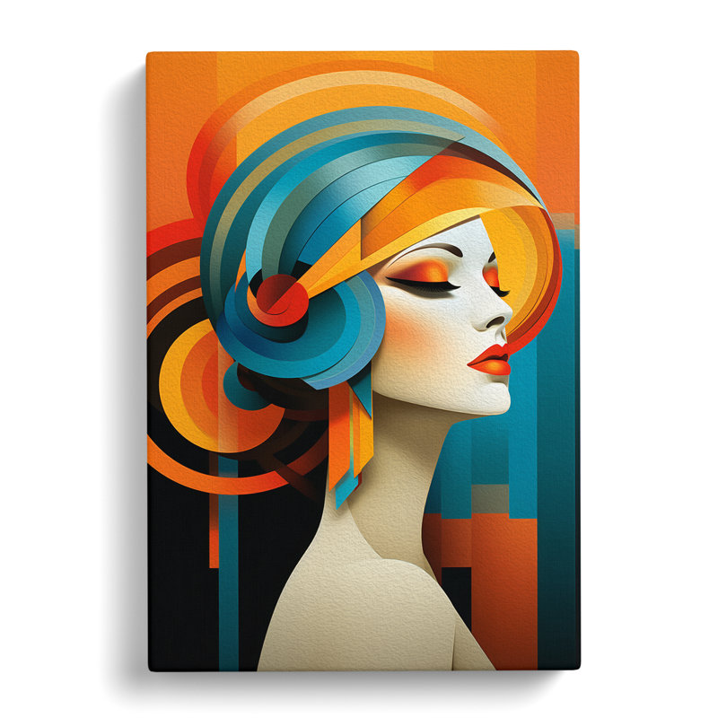 Deco Woman Colour Field - Wrapped Canvas, 60cm H x 40cm W x 3cm D