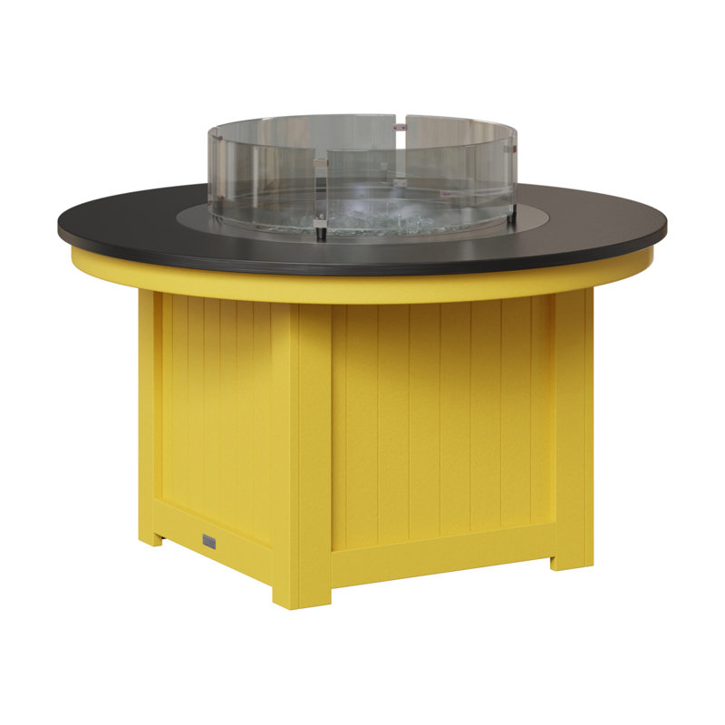 Foyer de table rond Berlin Gardens Donoma, Plateau martelé noir avec base jaune soleil, H 25 po x l 44 po x P 44 po