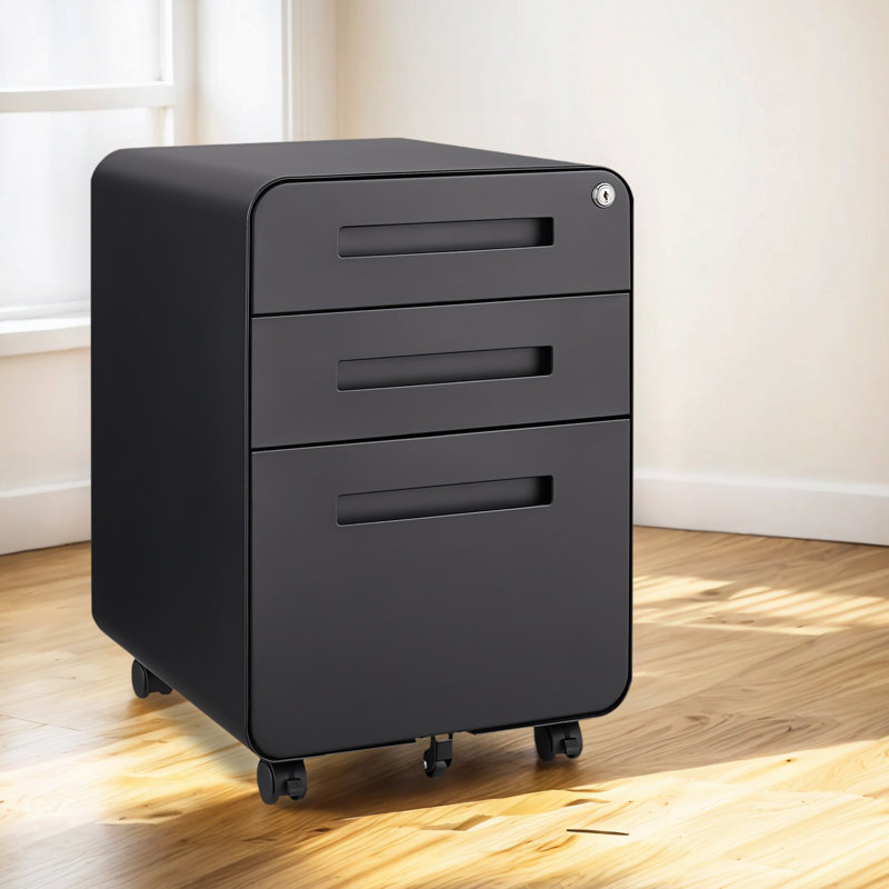 Lockable 3-Drawer Mobile File Cabinet With Anti-Tilt Wheels, Under Desk Steel Storage For Legal/Letter/A4 Files,Multipurpose Printer Stand