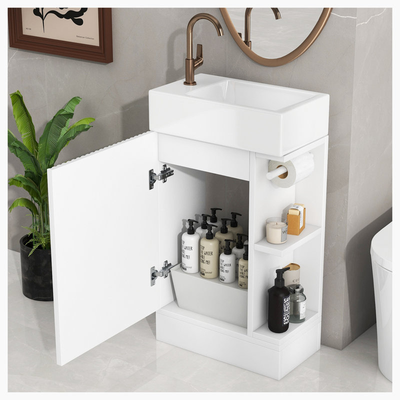 Ensemble de meuble-lavabo simple 18,6 po avec plateau en céramique Elwen