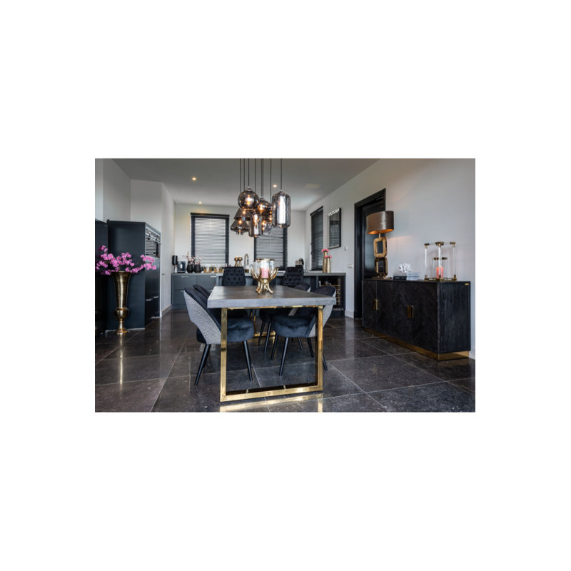 Blackbone Dining Table, Gold, 30" H x 71" L, Standard Table (30” Height)