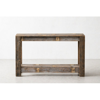 Console 46 po avec tablette en bois récupéré | Table de canapé d'entrée étroite | Table d'appoint en bois massif fabriquée à la main