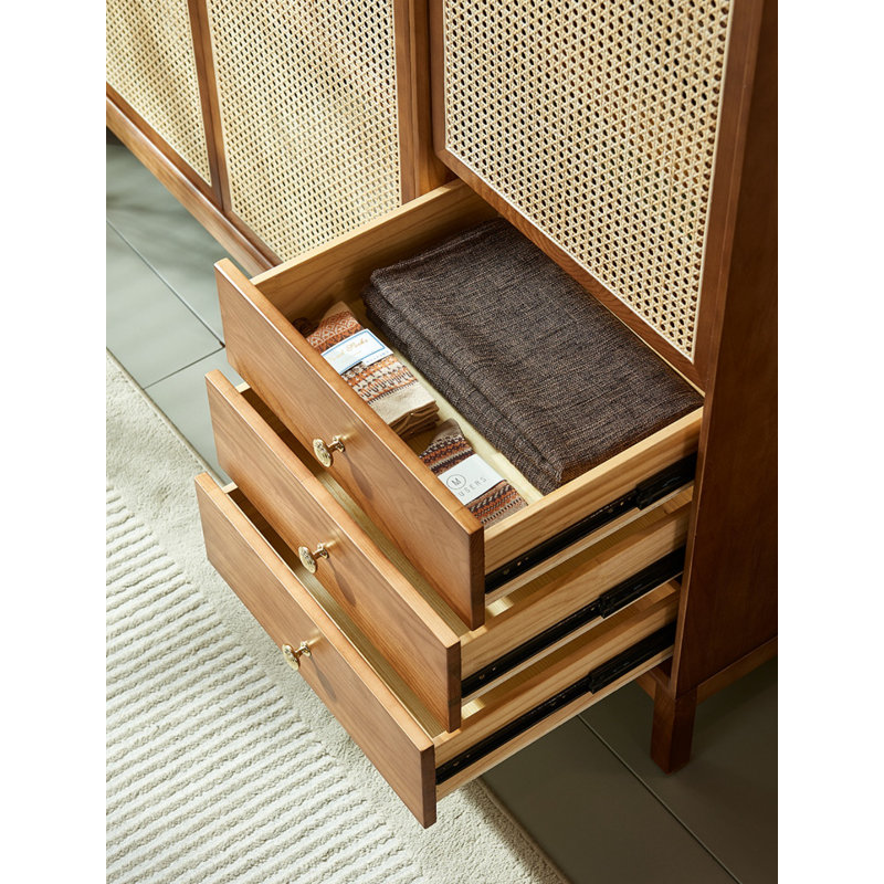 Armoire simple en rotin tissé, Noyer