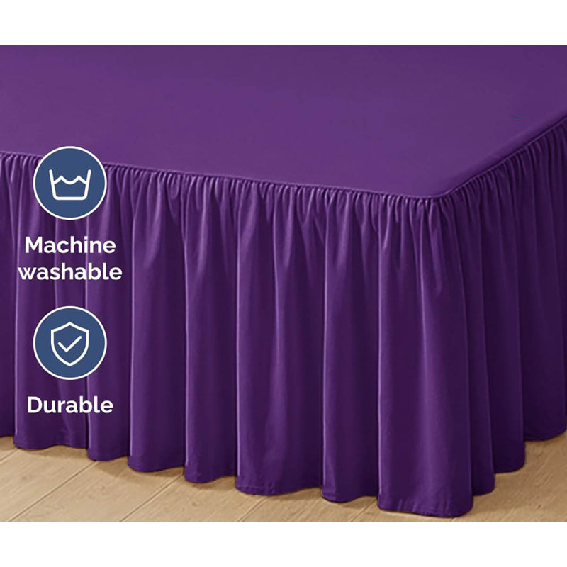 Full Size Ruffled Bed Skirt: 15-Inch Drop, Purple