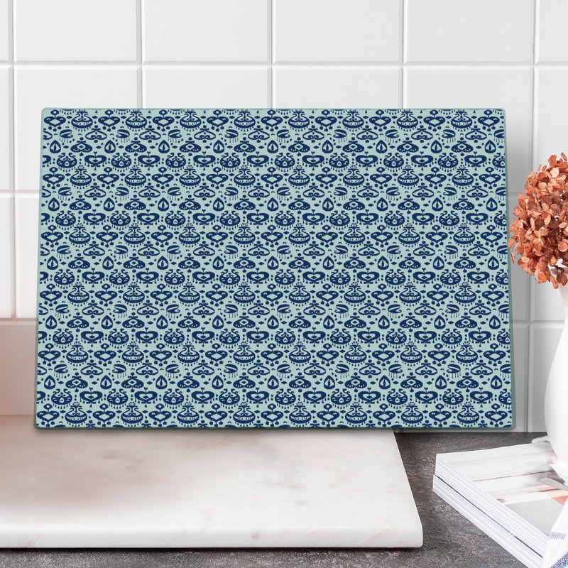 Planche à découper Ambesonne bleu marine grande taille rétro ikat bleu blanc