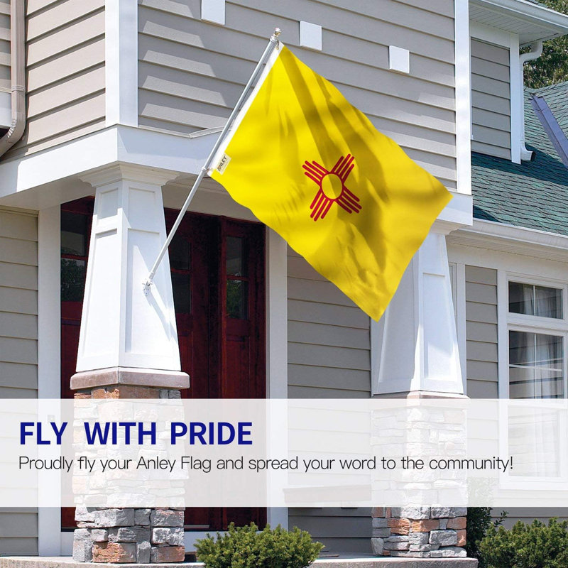  Drapeau de l'État du Nouveau-Mexique 3 pi x 5 pi Fly Breeze - polyester avec drapeaux en laiton et œillets 3 x 5 pi