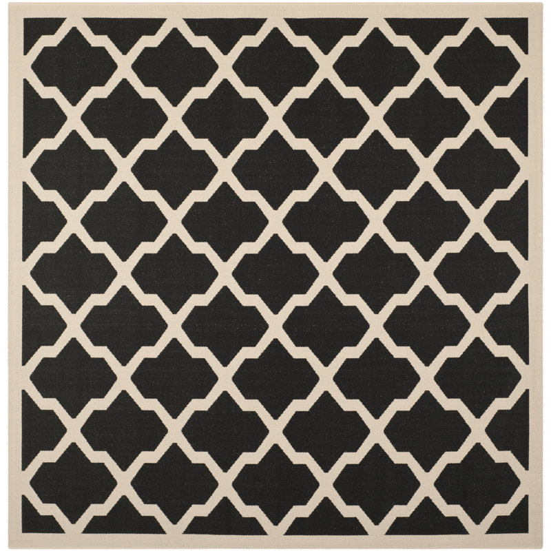Arneshia Black Indoor/Outdoor Area Rug, Square 5'3"