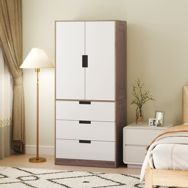 Keiralyn 2 Door Manufactured Wood Wardrobe, White/Brown