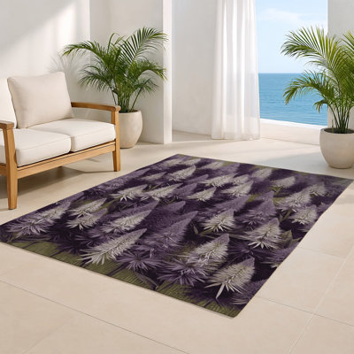 Tapis d'intérieur et d'extérieur mauve Botanical