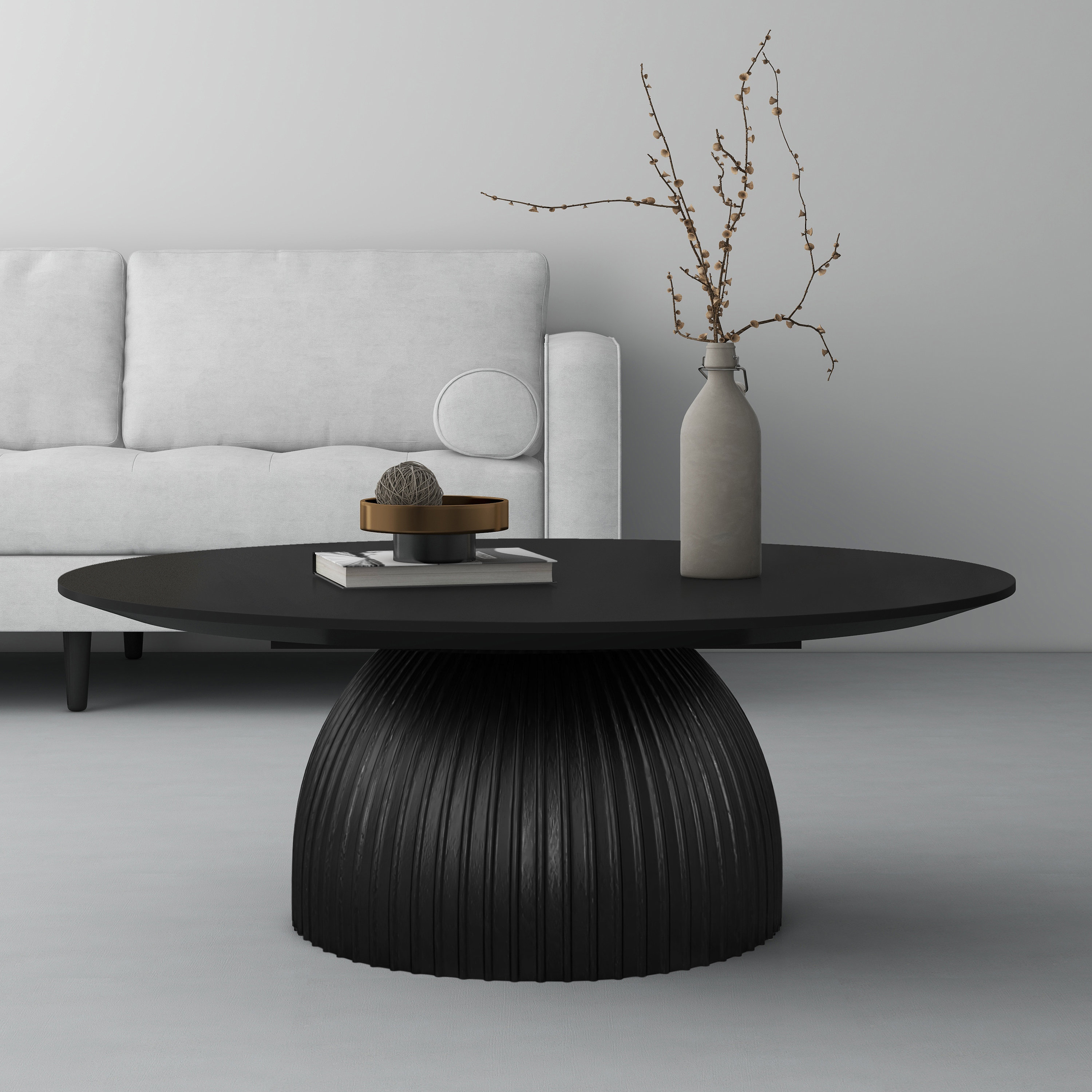 Circle black coffee table discount