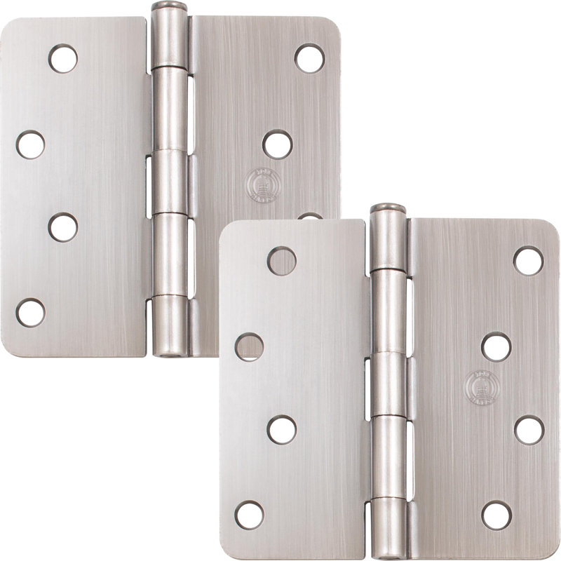 4" Door Hinges, 1/4" Radius Corner, Antique Nickel