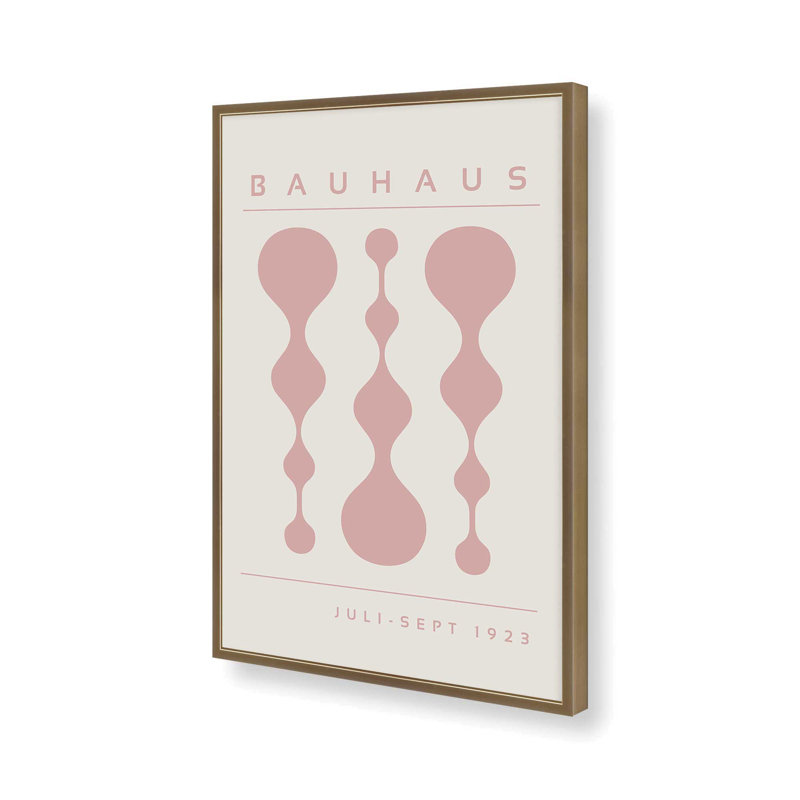 «Pink Retro Bauhaus», affiche I dans un cadre, Or brossé, H 17,25 po x l 13,25 po