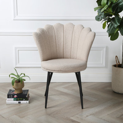 Faulks Mini Flora Boucle Accent Chair - Beige Fabric