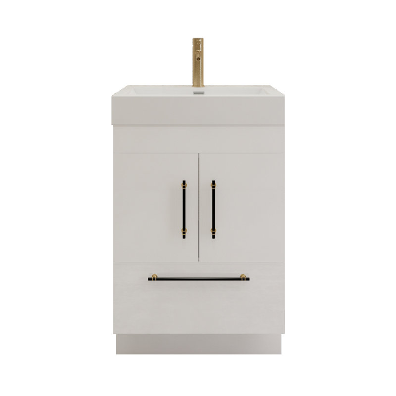 24" Single Bathroom Vanity Set, Glossy White
