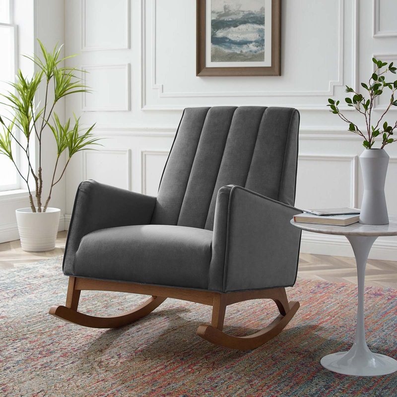 Chaise berçante en velours Sway Performance, Velours gris