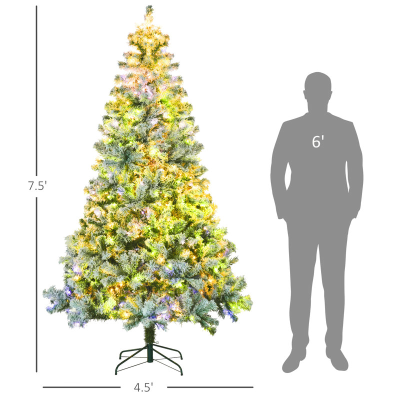 Arbre de Noël artificiel pré-éclairé avec branches givrées et lumières DEL blanc chaud, ouverture automatique | Idée de cadeau
