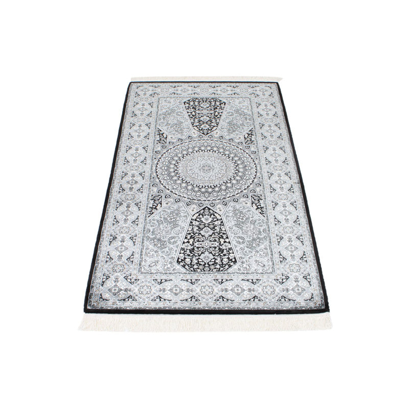 Tapis turc noir et ivoire 3x5