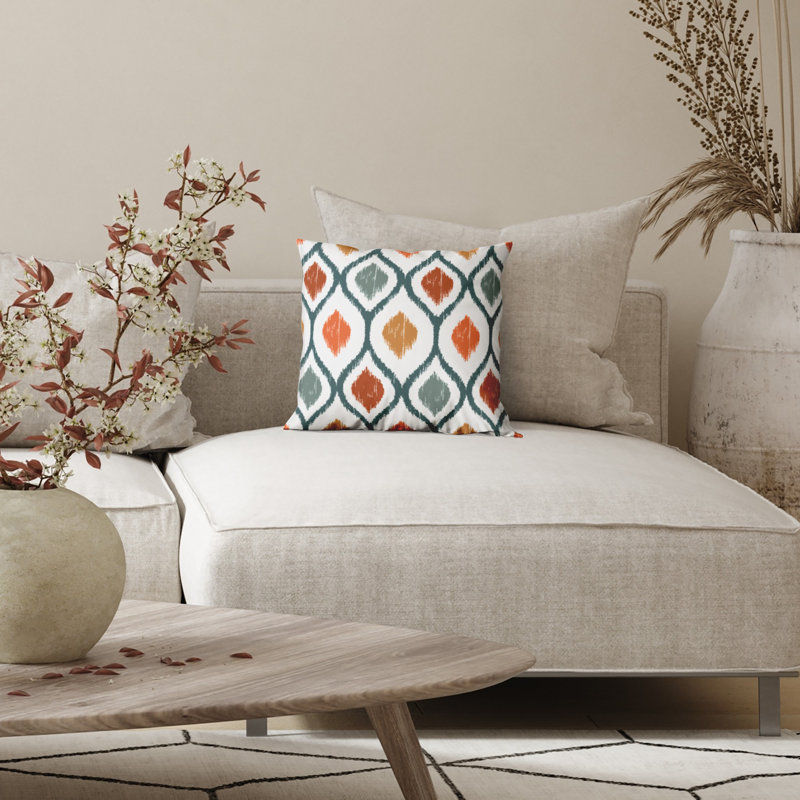 Coussin décoratif à motif de losanges avec polyester de qualité supérieure, Style bohème, 18 po x 18 po