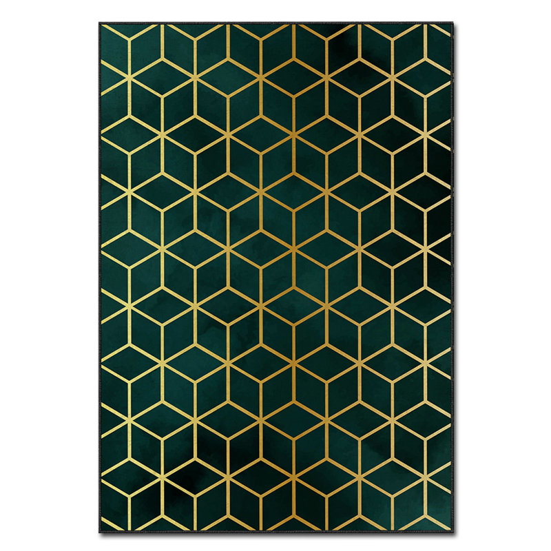 Tapis géométrique rectangulaire tissé à la machine Asilin, Rectangle 2 pi 7 po x 4 pi 7 po
