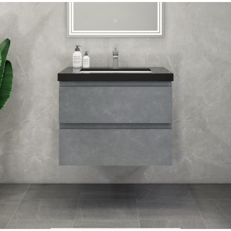 Ensemble de meuble-lavabo mural simple 30 po McConnico, Gris ciment