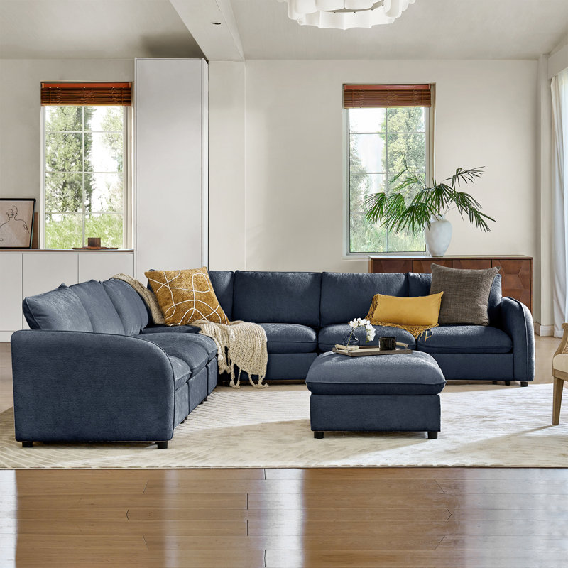 Terencio Modern Modular Storage Sectional Sofa With Hassle-Free Assembly, Navy