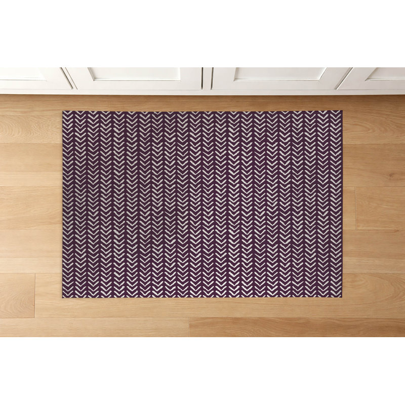 Tapis de cuisine à profil bas Tribe Way, Aubergine, Rectangle 5 pi x 7 pi