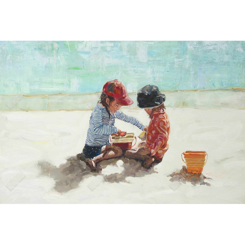 «Little Girls At The Beach» sur toile, H 24 po x l 36 po