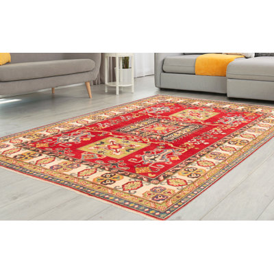 Tapis unique en laine noué à la main 5 pi 1 po x 7 pi 1 po nouvel âge Momat