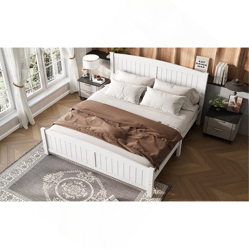 Lit plateforme, lit plateforme en bois massif avec lattes de soutien et structure solide, aucun sommier nécessaire