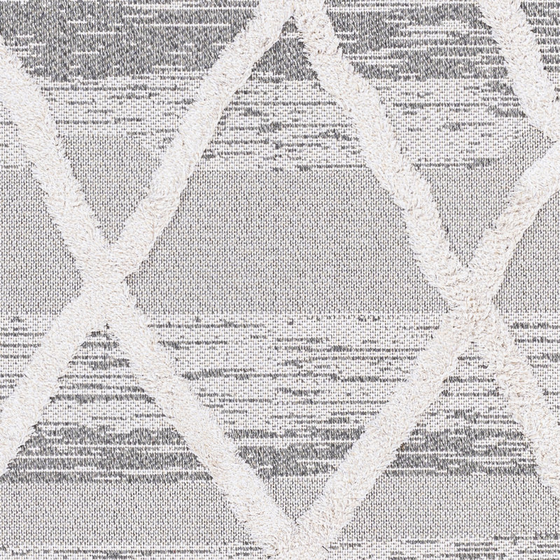 Himzo Geometric Machine Woven Cotton Area Rug in Gray, Rectangle 7'7" x 10'