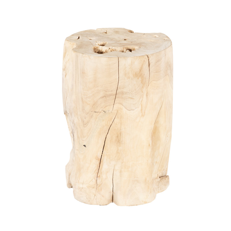 Tabouret d'appoint en bois massif blanchi