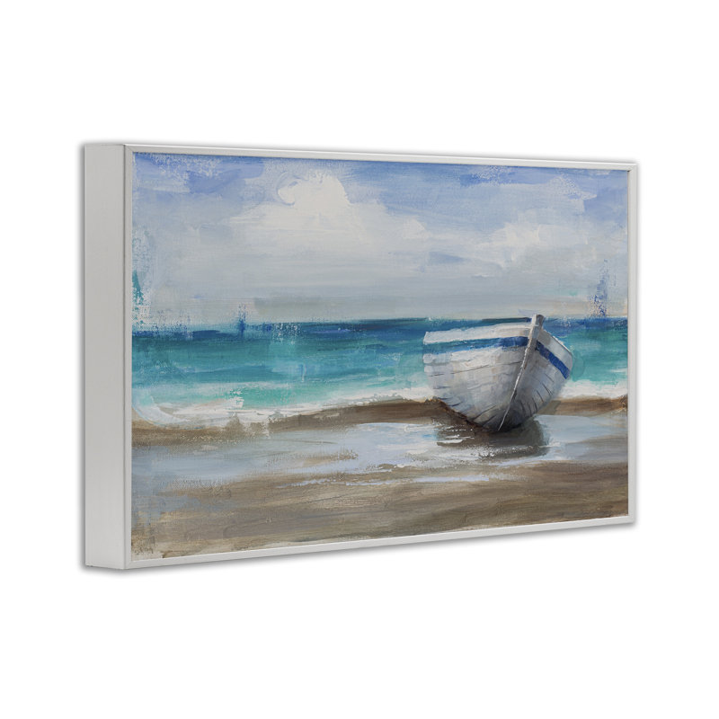«Painterly Boat On The Shore», estampe numérique, conception de Cloverfield & Co., H 16 po x l 24 po