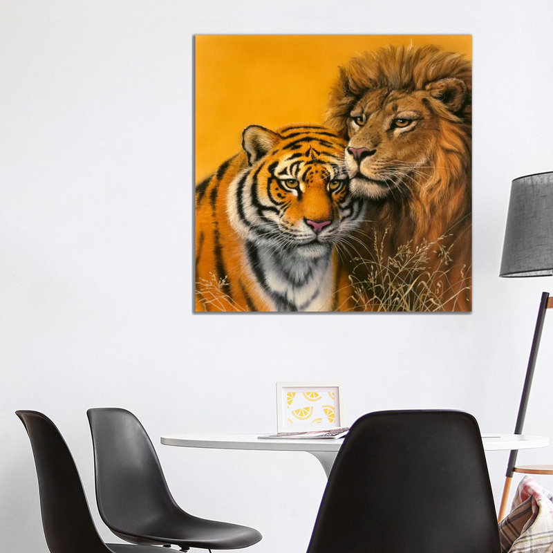 Lion And Tiger by Harro Maass - Wrapped Canvas Painting, 93.98 cm H x 93.98 cm W x 3.175 cm D