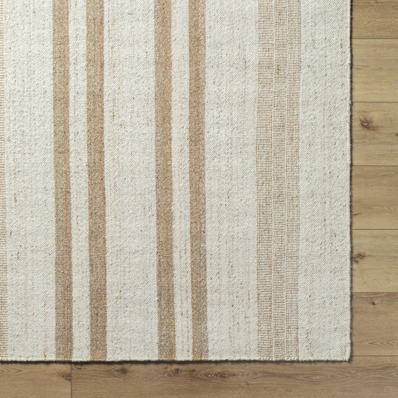 Bolu Hand Tufted Wool Striped Area Rug, Rectangle 8' x 10'
