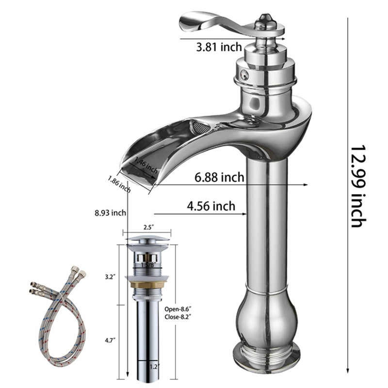 Vessel Sink Faucet Single-handle Bathroom Faucet with Drain Assembly, Chrome