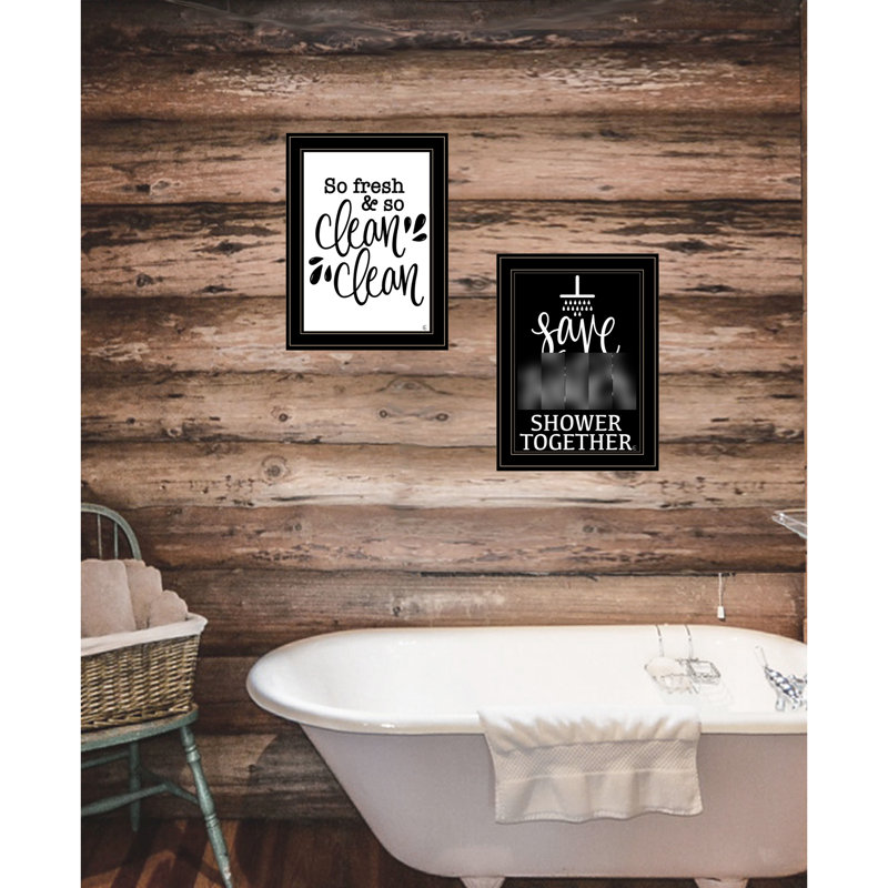 "Clean / Shower Together" 2, prêt à être accroché, impression sur papier multicolore dans un cadre noir, faite par Fearful Creations Print,