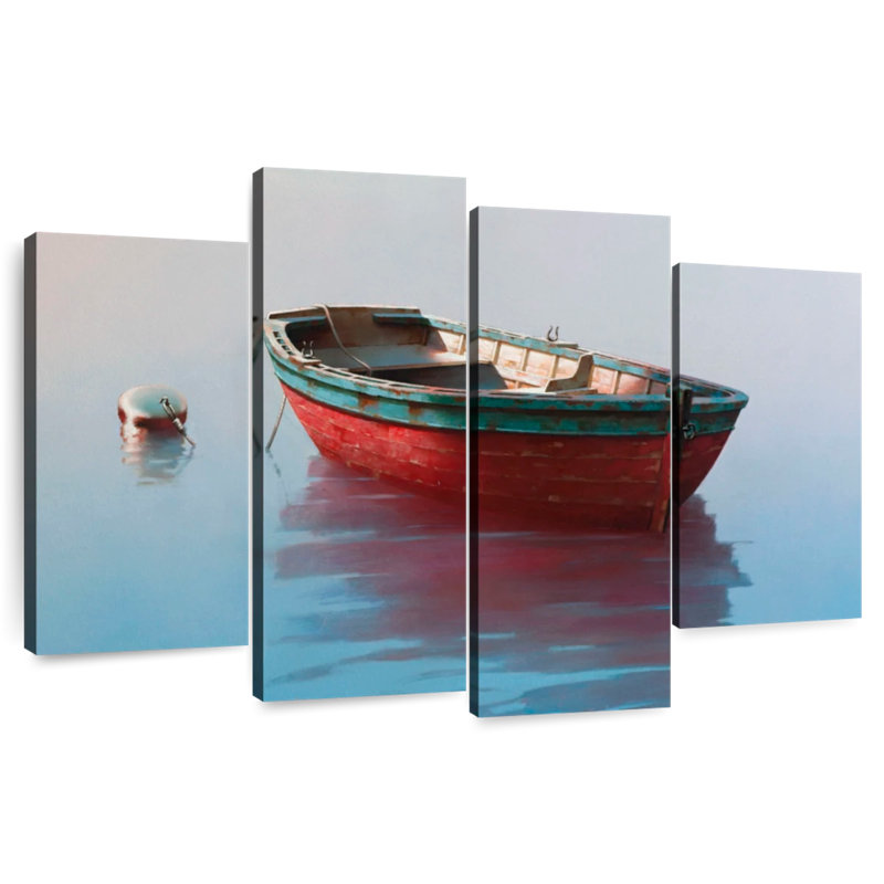 Mehar Red Rowboat On Calm Waters