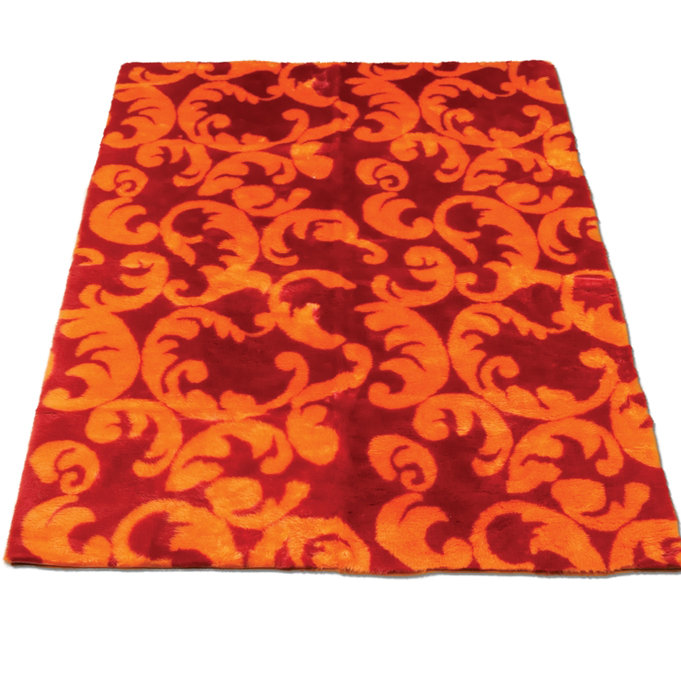 Contemporary Rectangle Washable Red/Orange Area Rug
