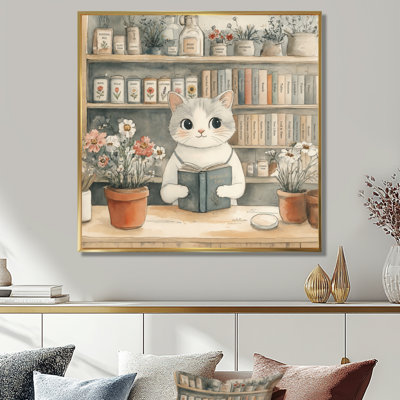 Cat Bookstore Owner - Animal Canvas Wall Decor