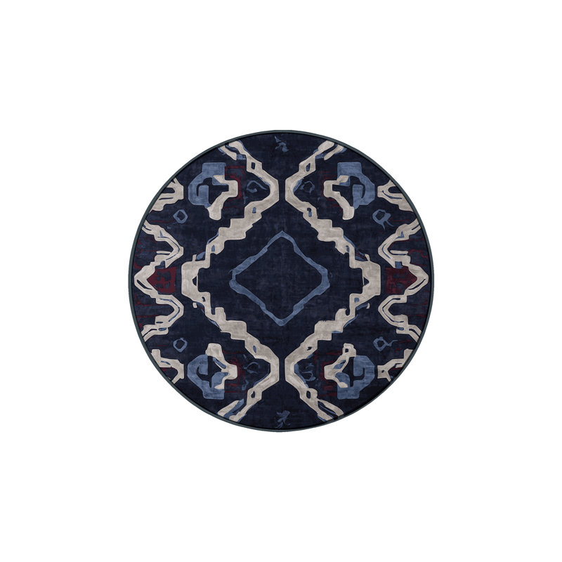 Tapis gris soyeux et moelleux, Rond 5 pi