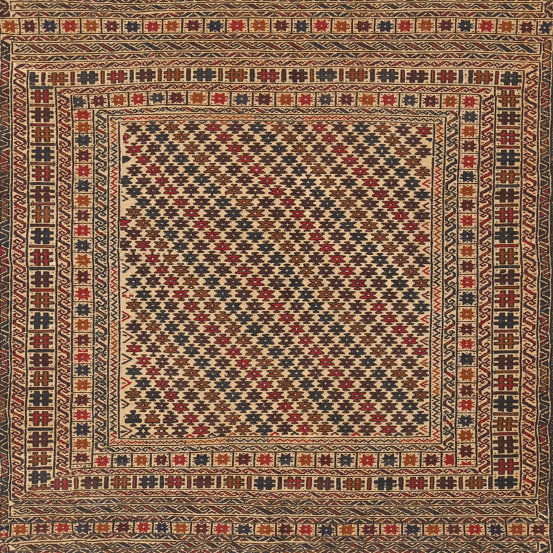 Tapis brun à motif oriental, Rond 8 pi