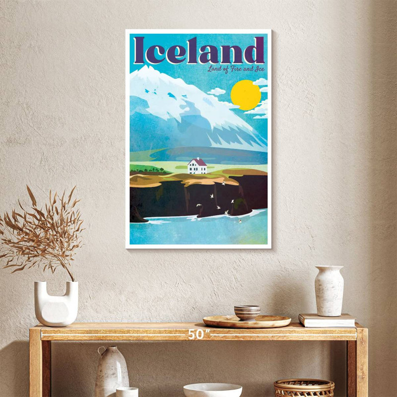 Affiche rétro Islande, H 36 po x l 24 po