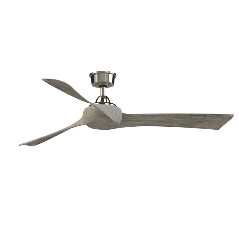 Wrap Custom 60 inch Indoor/Outdoor Ceiling Fan - Brushed Nickel with Weathered Wood blades, Weathered Wood, Brushed Nickel