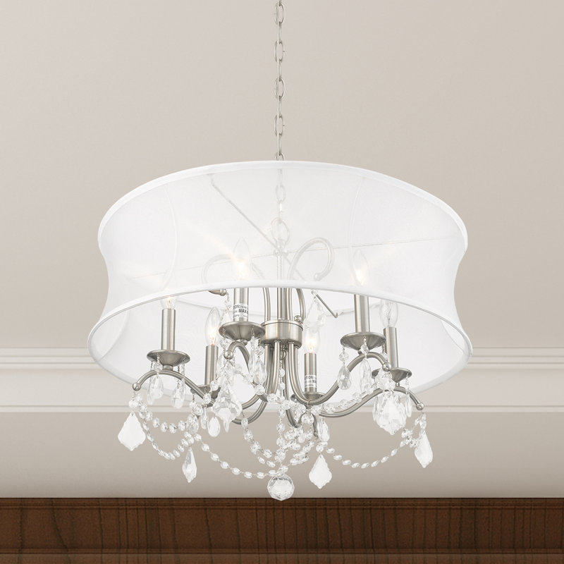 Widner Steel Dimmable Drum Chandelier, 18.5" H x 24" W x 24" D, Brushed Nickel