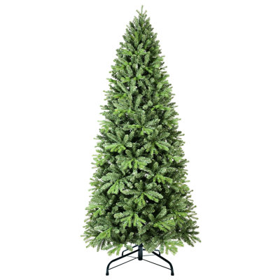 7.5ft Christmas Tree, 1599 Tips, And Realistic Appearance, Hinged Branches, Effortless Setup, Stable Metal Stand, Classic Display Ornament Holiday Mixed Pe Appearance For Christmas, Branches Fast