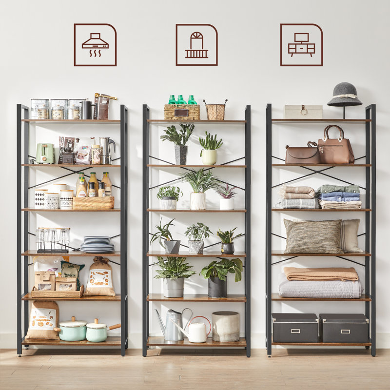 Keemon Etagere Bookcase, Brown/Black, (6 Tier) 73.2" H x 31.5" W