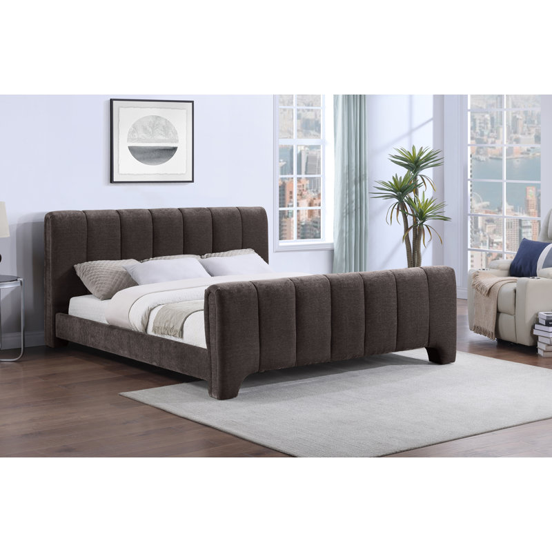 Lit en chenille Zerina, Très grand, Tissu chenille brun