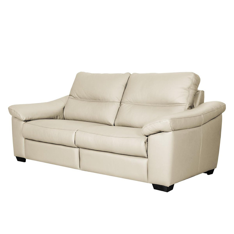 Abbrielle 175cm W Genuine Leather Pillow Top Arms Loveseat, Cream